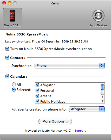 Nokia 5530 XpressMusic iSync Plugin